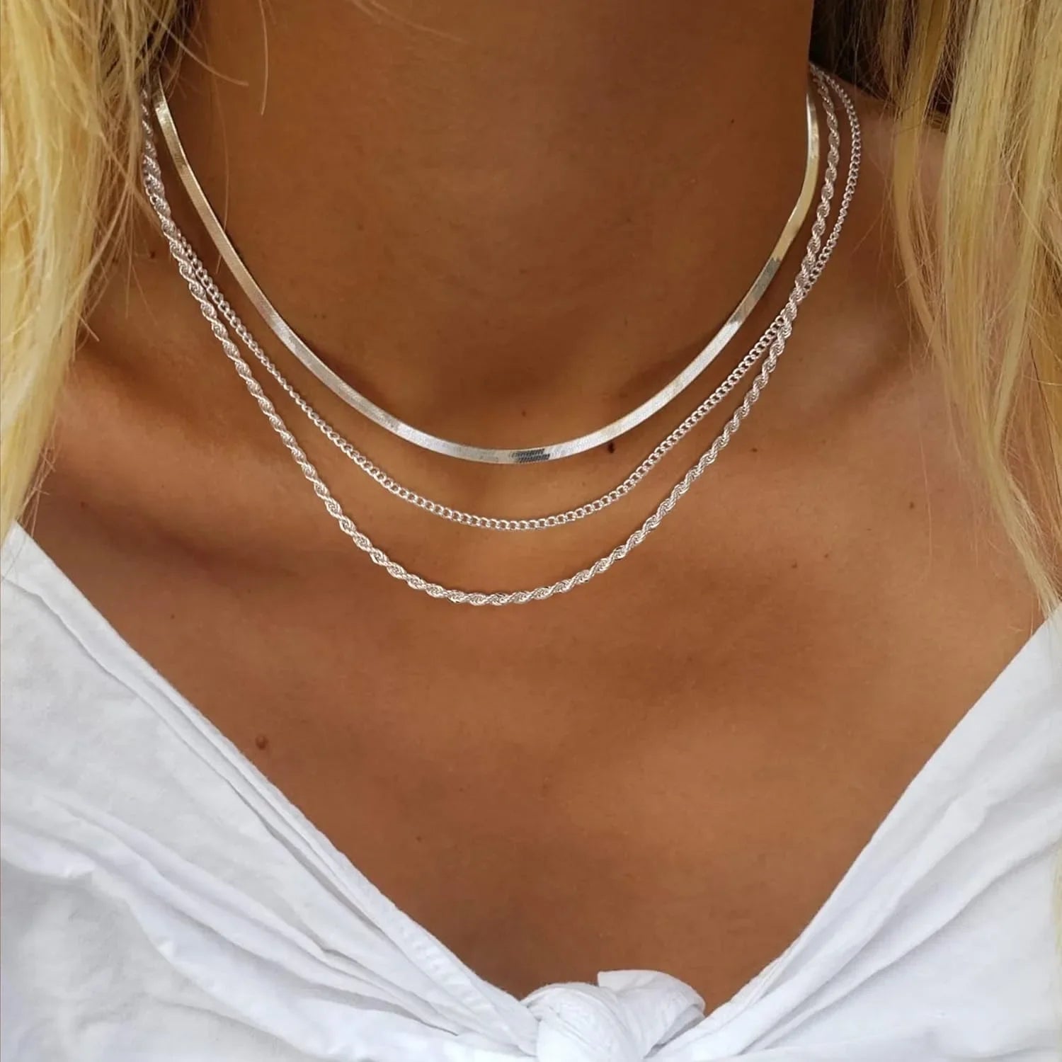Gold & Silver Plated Snake Chain Choker Necklace for Women – Elegant Gold Jewelry Gift