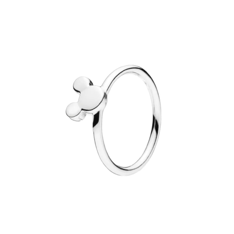 Fashion 925 Sterling Silver Disney Classic Crown & Heart Bow Mickey Mouse Ring | Women’s Anniversary Jewelry Gift
