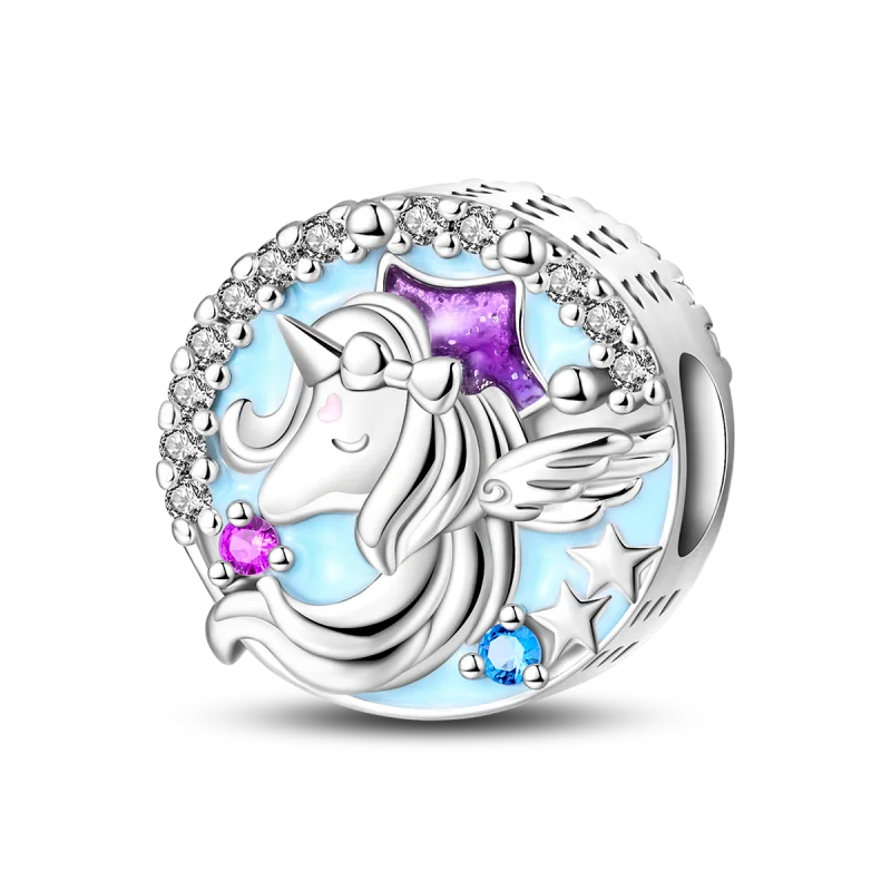 925 Silver Plated Magic Mirror Princess Angel Pink Charm Beads | Fits Original Pan 925 Bracelet | Exquisite DIY Jewelry