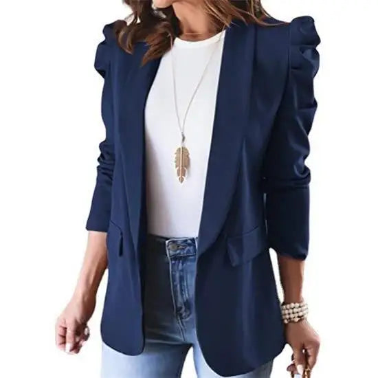 ✨ Women’s Slim Fit Lapel Suit Jacket 👚 Mid-Length Office & Casual Coat 🍁 Elegant Commute Style Blazer