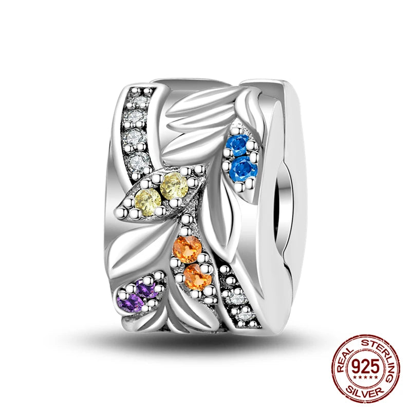 925 Sterling Silver Luminous Butterfly Star Moon Charm Bead | Round Clasp Bead for 3mm DIY Bracelet Jewelry Gift