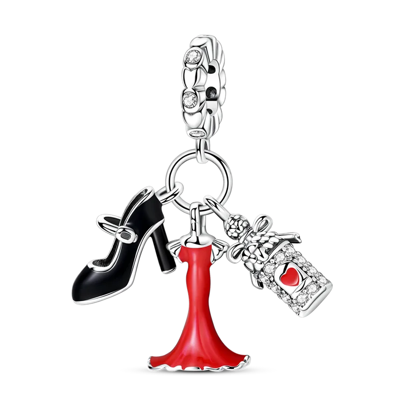 925 Sterling Silver Zircon Bowknot Heart Balloon Charms | Original Pendant Beads Fit Bracelet DIY Fine Jewelry for Women