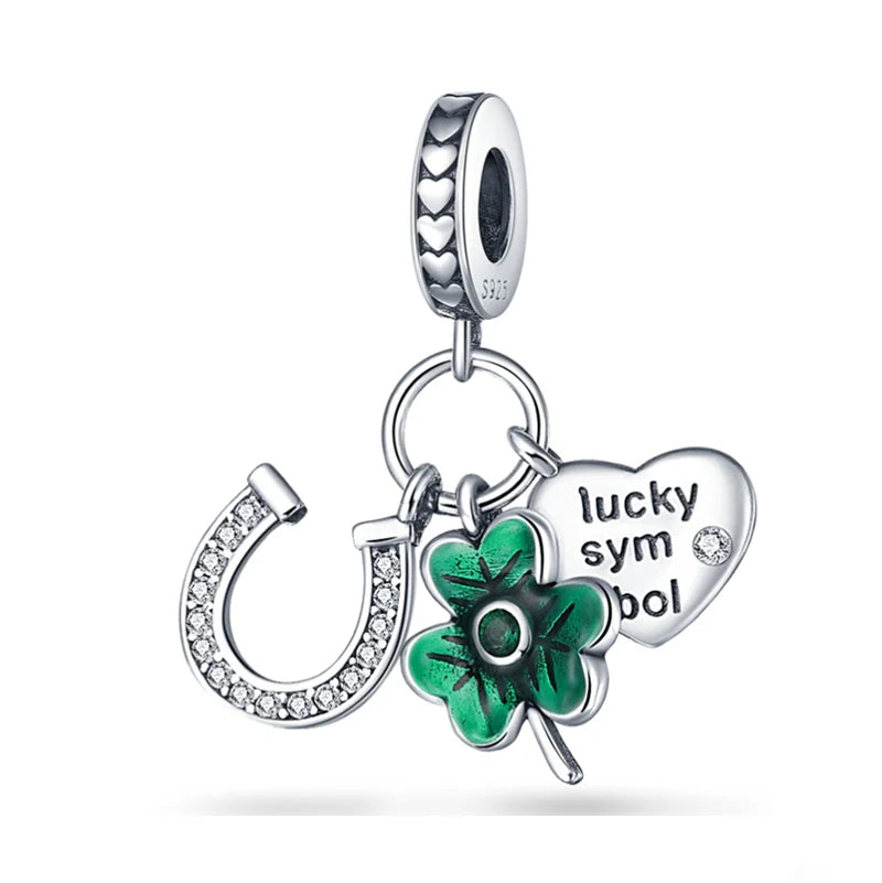 925 Sterling Silver Lucky Grass Leaf Charm | Fits Pandora Original Bracelet | 2024 Fine Bead Pendant | DIY Jewelry Gift