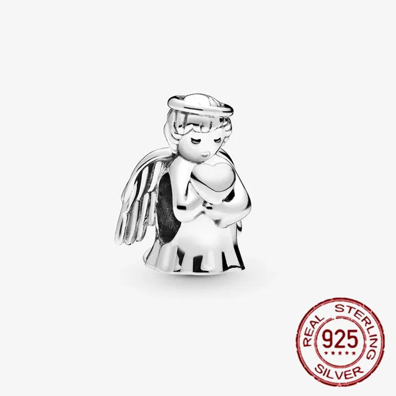 925 Sterling Silver Angel Wings & Swan of Love Heart Charms – Fit Pandora Bracelet DIY Women’s Jewelry Gift