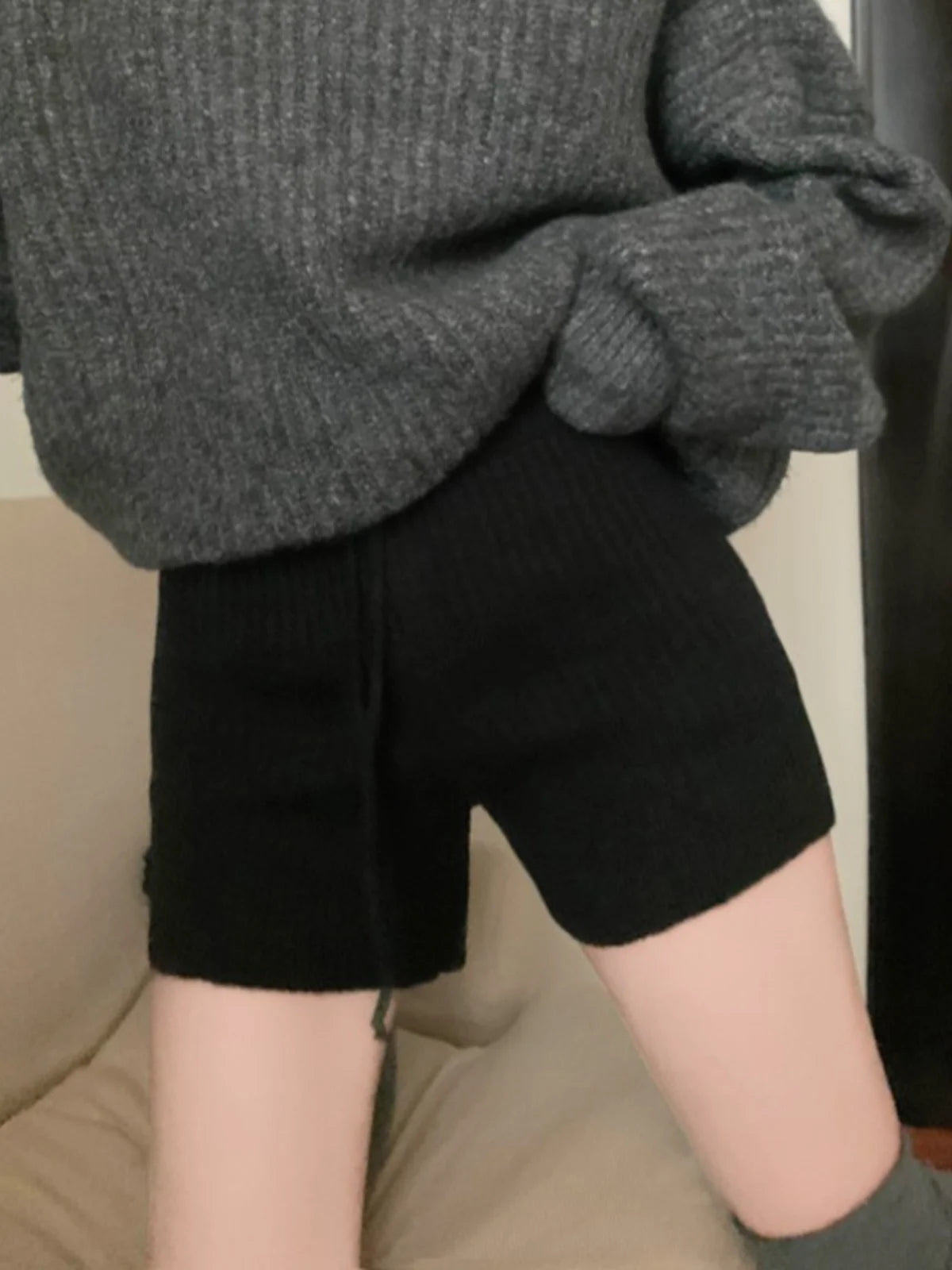 High Waist Knitted Wool Wide-Leg Pants for Women – Autumn Casual Straight Bootcut Trousers