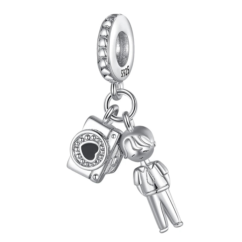 925 Sterling Silver Sweetheart Sister Charm | Fit Original Pandora & 3mm Bracelets DIY Jewelry Gift for Women