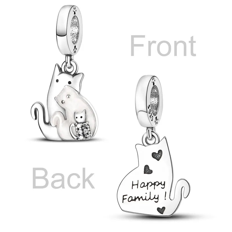 925 Sterling Silver Inlaid Zircon Love Heart & Snake Dangle Charm – Fits Original Pandora Bracelet, Women’s Jewelry Pendant Bead