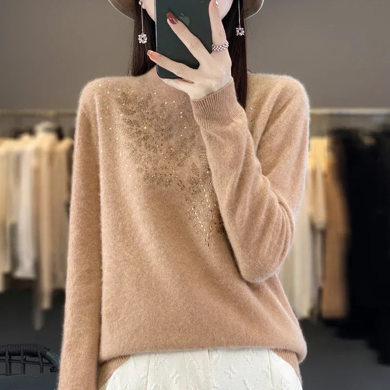 Women’s Thick Warm Mock Neck Sweater – Autumn Winter Long Sleeve Knit Pullover