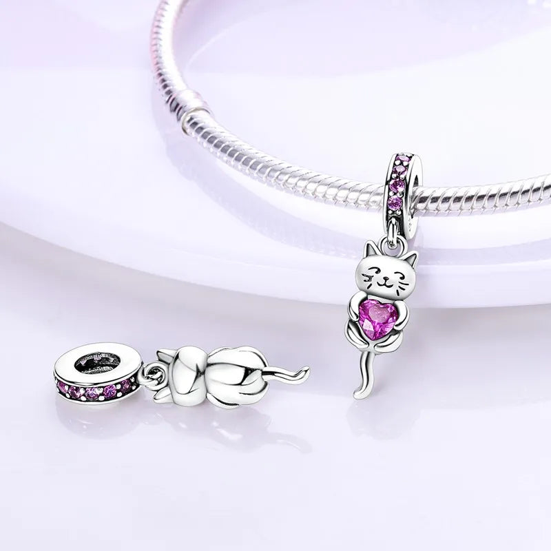 Cat Collection 925 Sterling Silver Charms Bead | Persian Bell & Multifarious Cat Dangle Fit Pandora Bracelet Necklace DIY Jewelry