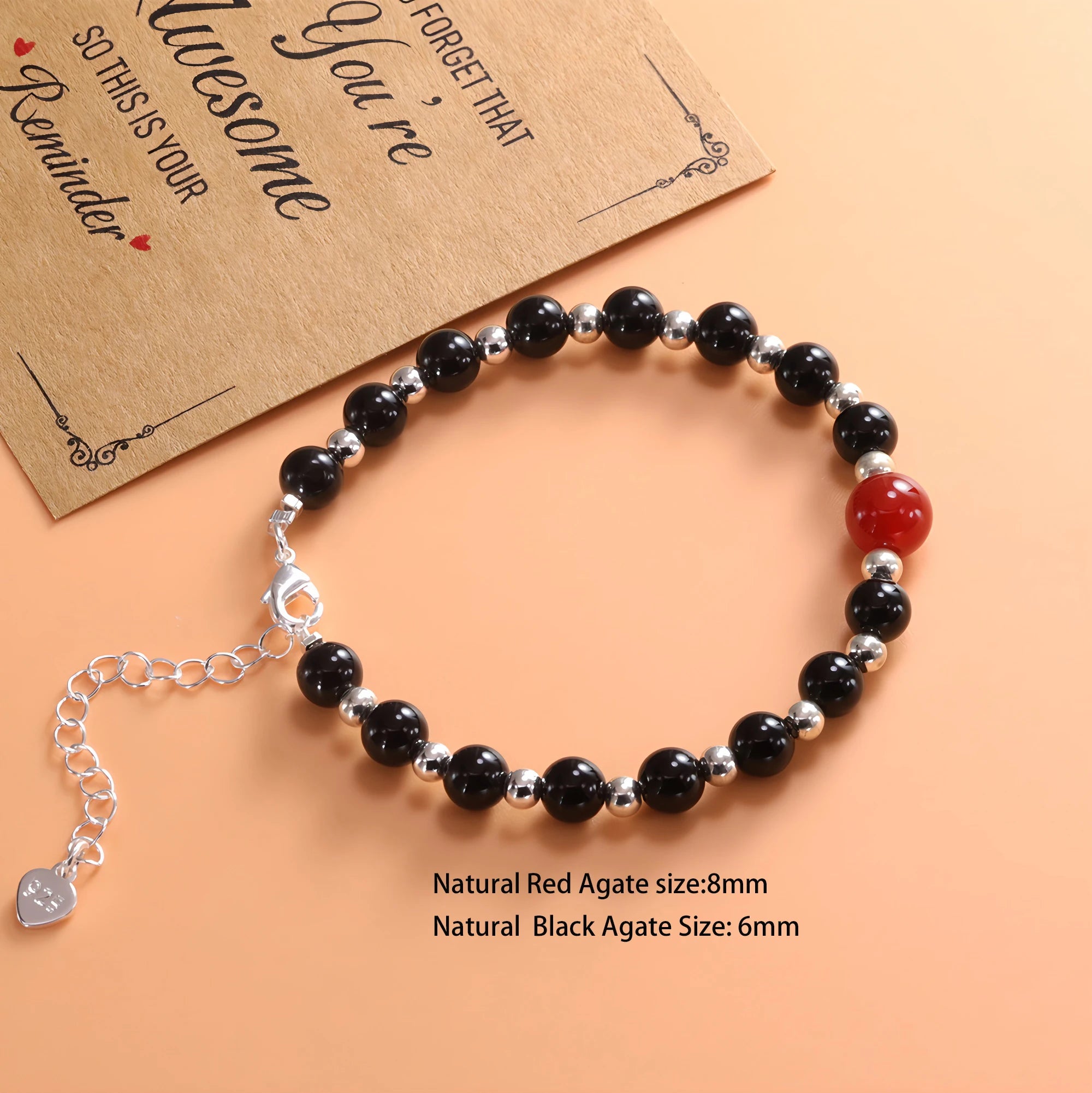 VENTFILLE 925 Sterling Silver Red Agate Bracelet | Flower Pendant Lucky Bead | Original Jewelry Gift for Women