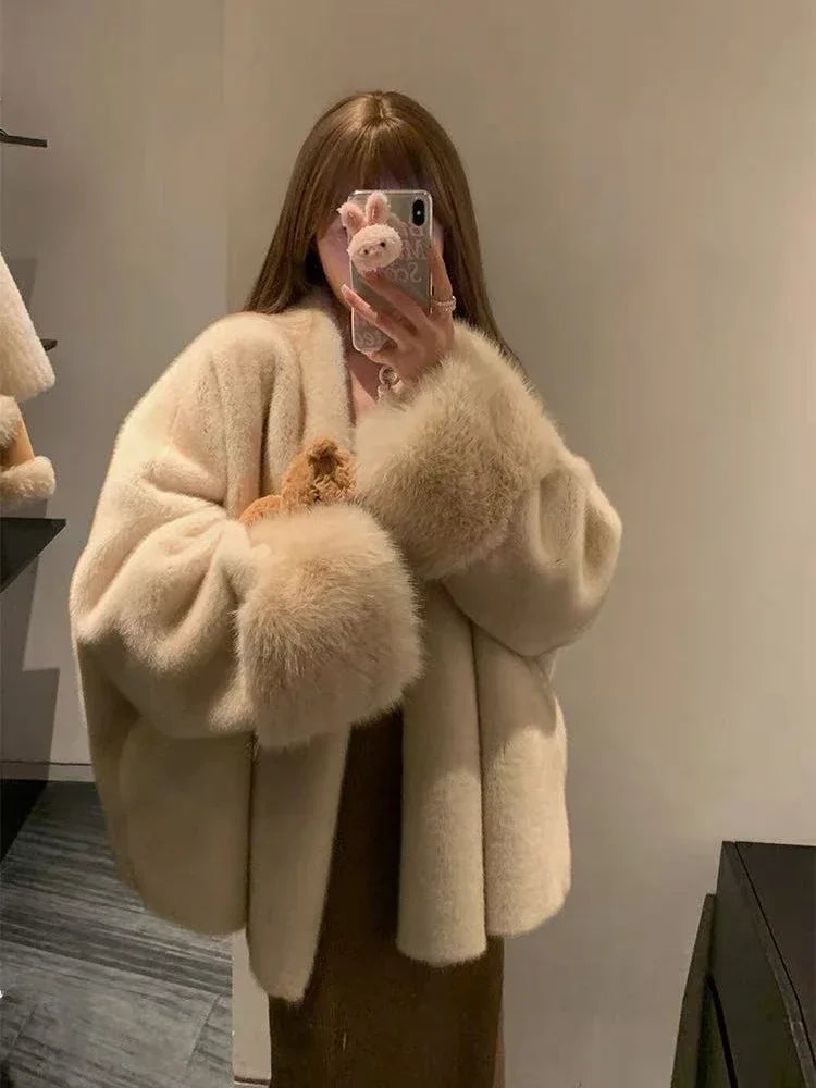 Women’s Faux Mink Fur Coat – Thick Loose Winter Jacket | Y2K Fashion Streetwear Outerwear
