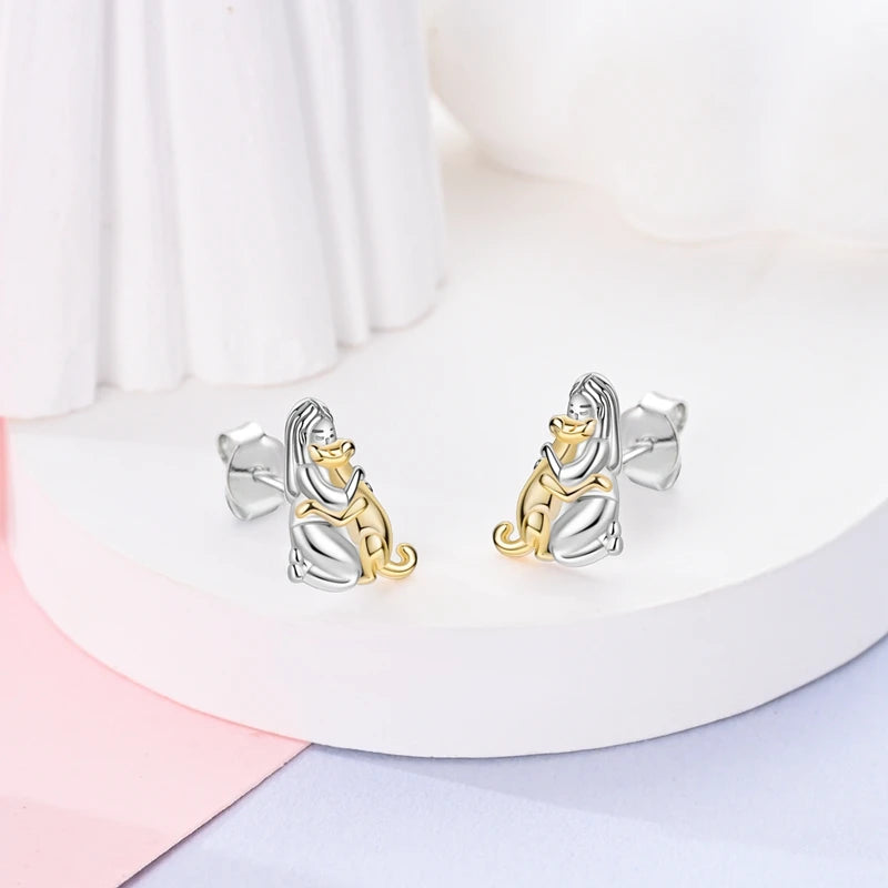 925 Sterling Silver Perfume & Fold-Eared Rabbit Hoop Earrings | Pave CZ Elegant Jewelry Gift for Women & Friends