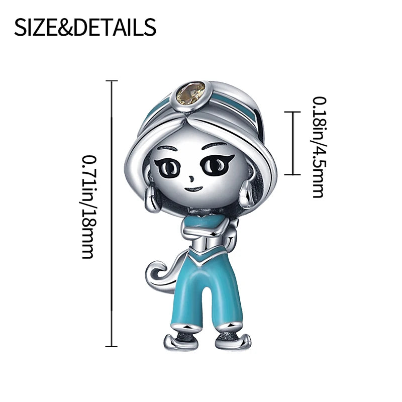 925 Sterling Silver Disney Princess Series Charms | Fit Original 3mm Bracelet Necklace Women DIY Jewelry Gifts