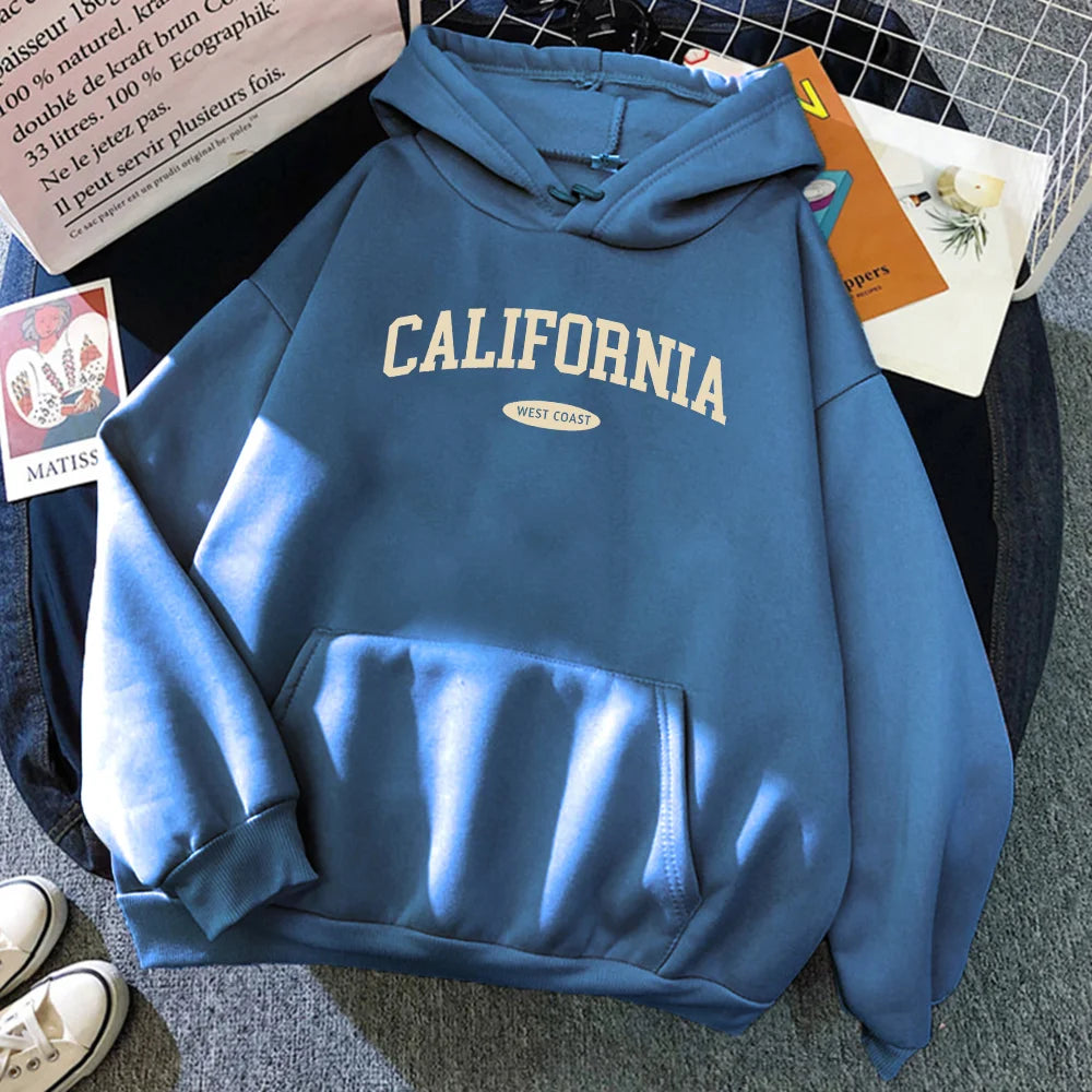 California West Coast Women’s Hoodie | Hip Hop Streetwear Fleece Pullover with Pocket | Comfortable Casual Sweatshirt