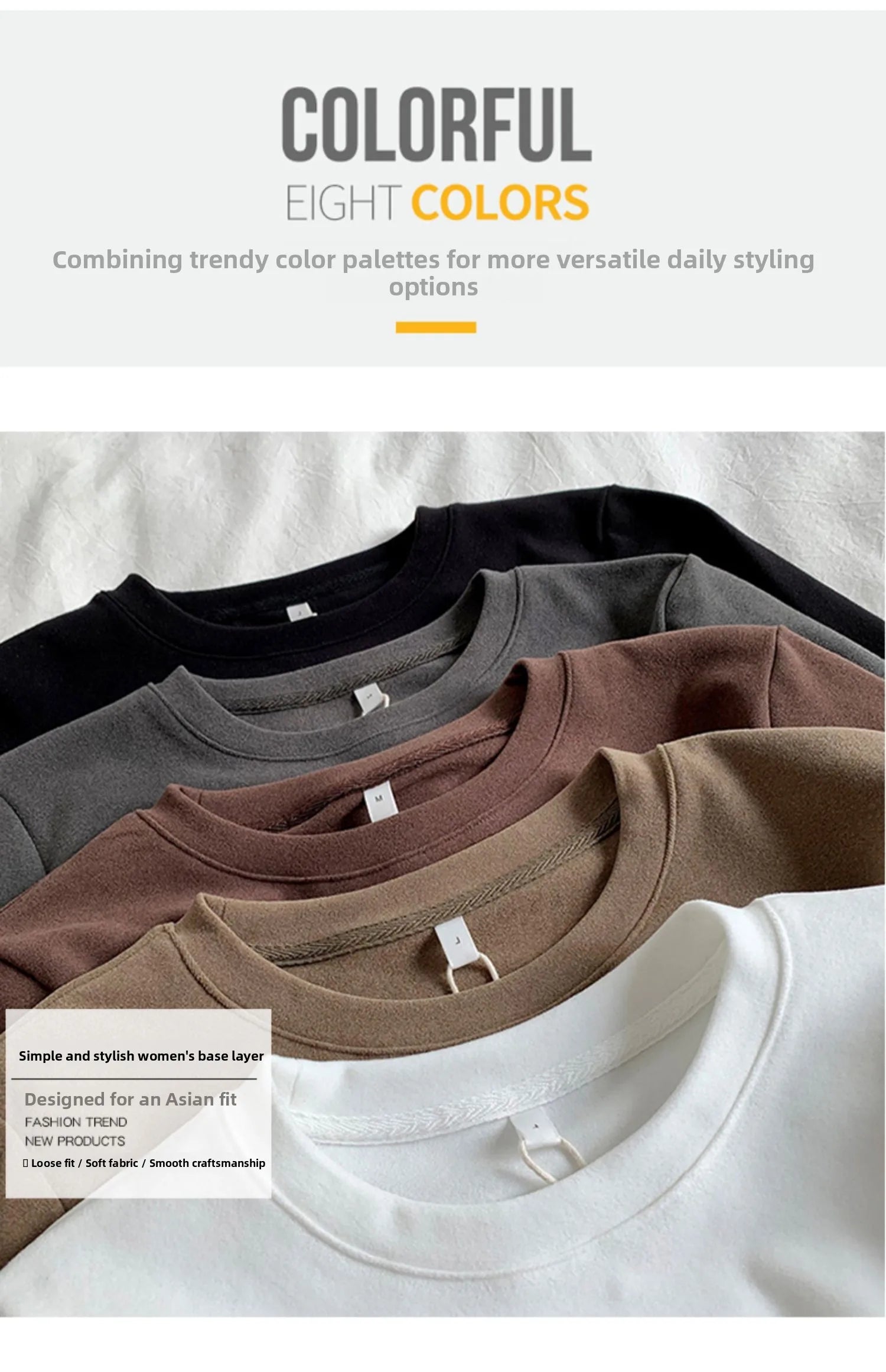 Women's Thermal Long Sleeve T-Shirt | Fleece-Lined Round Neck Top | Autumn Winter Fashionable Inner Wear