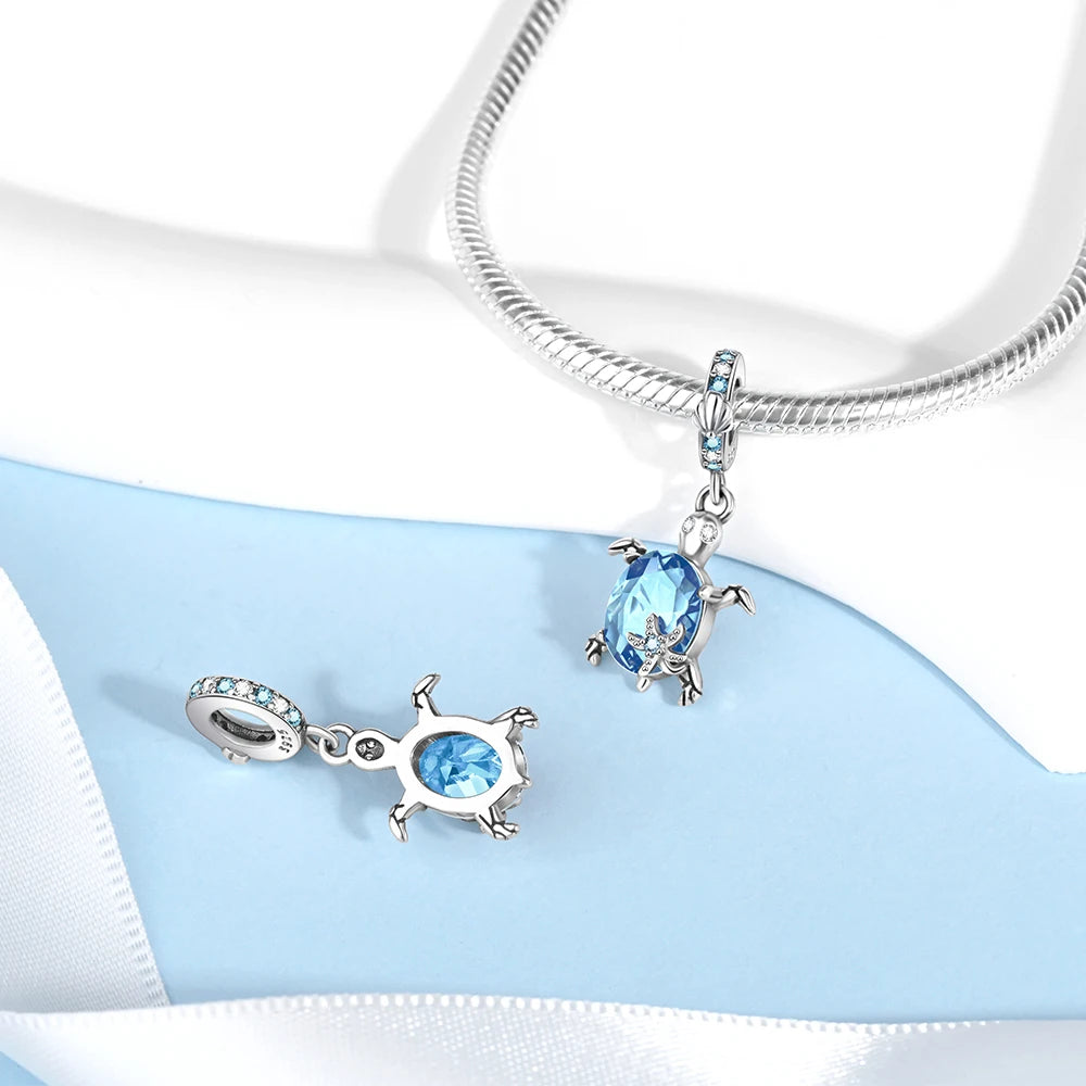 Hot Sale 925 Sterling Silver Summer Ocean Star & Turtle Dangle Charm Bead | Fit Pandora Bracelet