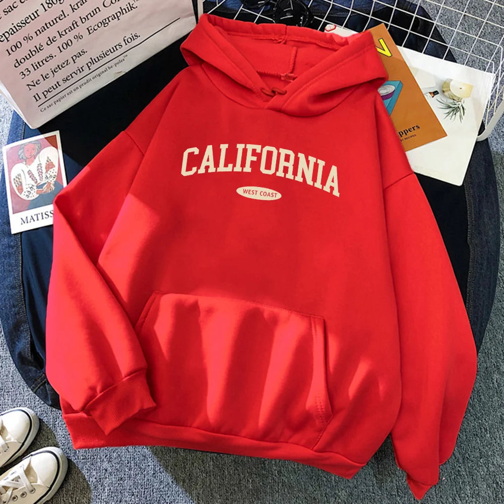 California West Coast Women’s Hoodie | Hip Hop Streetwear Fleece Pullover with Pocket | Comfortable Casual Sweatshirt