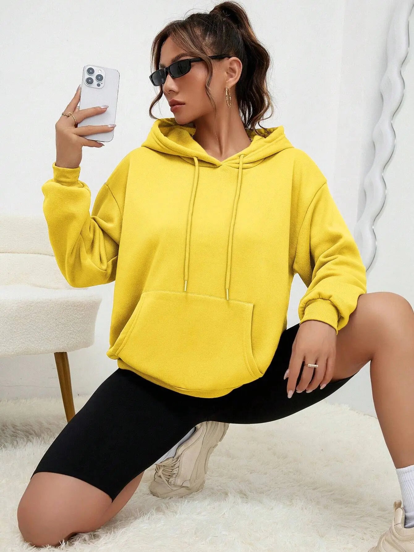 Solid Color Women’s Hoodie | Autumn Casual Fleece Pocket Hoodies | Unisex Streetwear