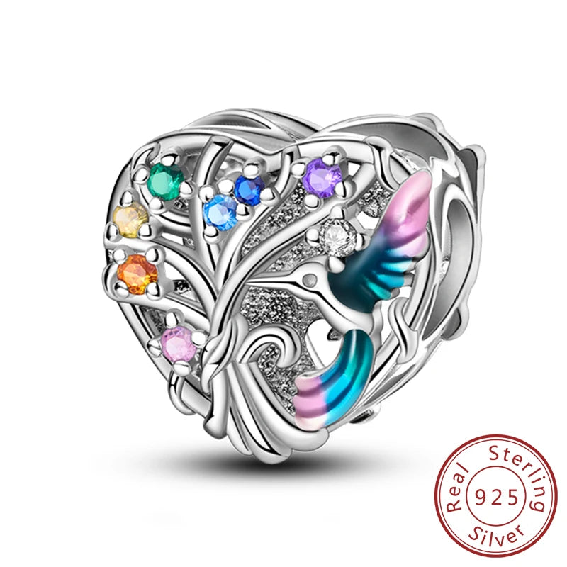 New 925 Sterling Silver Family Sister Love Heart Charm Bead | Original Bracelet DIY Jewelry Gift for Women