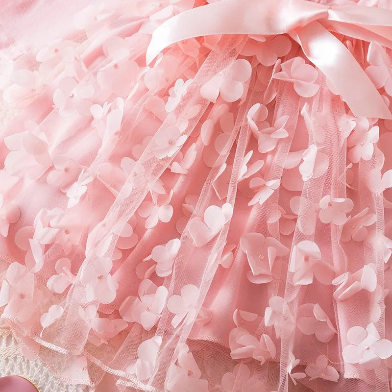 Hello Kitty Fall Girl Dress 3D Butterfly Casual Dresses Kids Birthday Princess Dress Long Sleeve Baby Girls Clothes 2-6Y