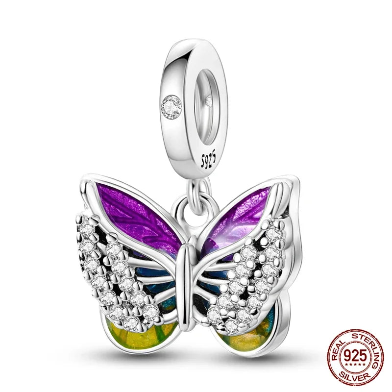 Fashion 925 Sterling Silver Colorful Butterfly Dragonfly Hummingbird Charms – Spring Series Beads Fit 925 DIY Bracelet