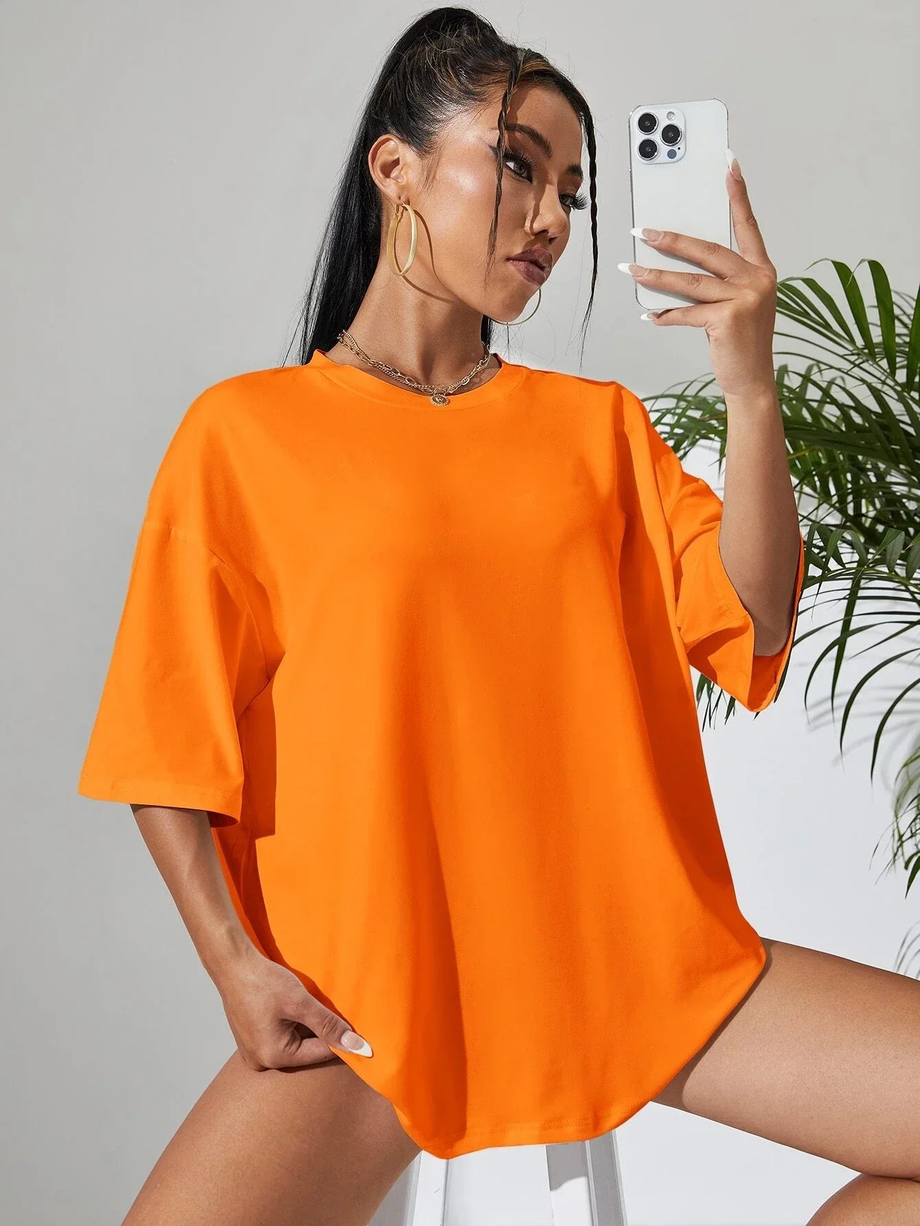 Solid Color Short Sleeve Women’s Fitness T-Shirt – Soft Cotton Breathable Loose Tee | Comfortable Basic Top