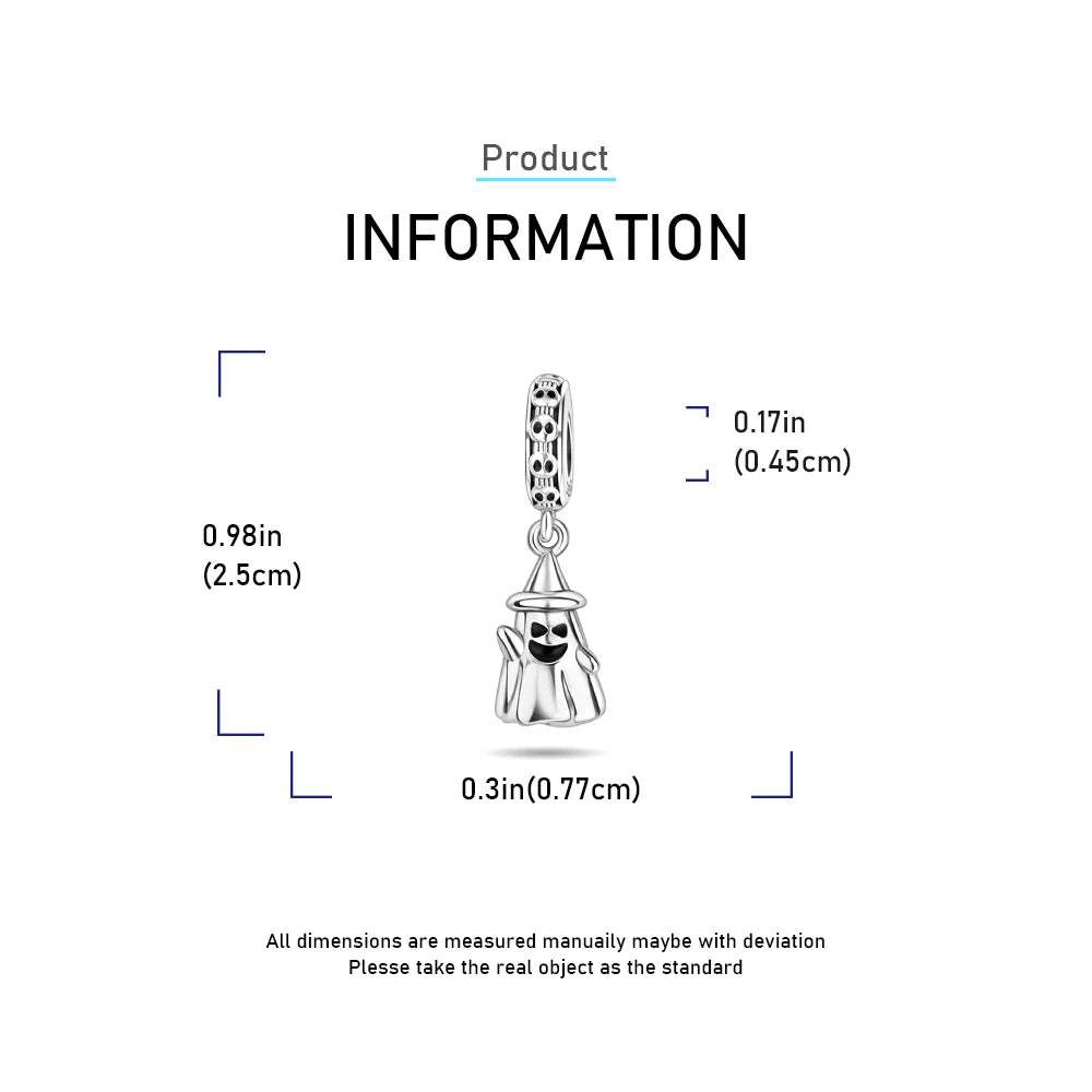 Gothic 925 Sterling Silver Grim Reaper Skull Charm Bead Fit Pandora Bracelet