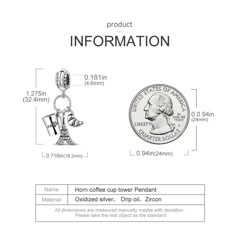 925 Sterling Silver Travel Around the World Charm Bead | Eiffel Tower & Triumphal Arch Dangle for Original Bracelet DIY Jewelry