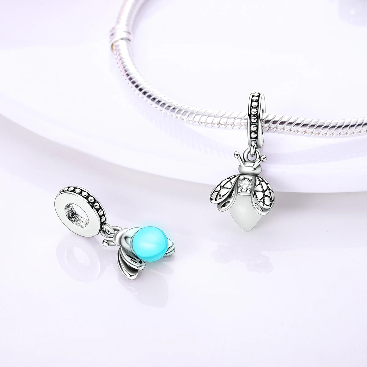 Original 925 Sterling Silver Glowing Firefly Charm Beads – DIY Bracelet Pendant for Women
