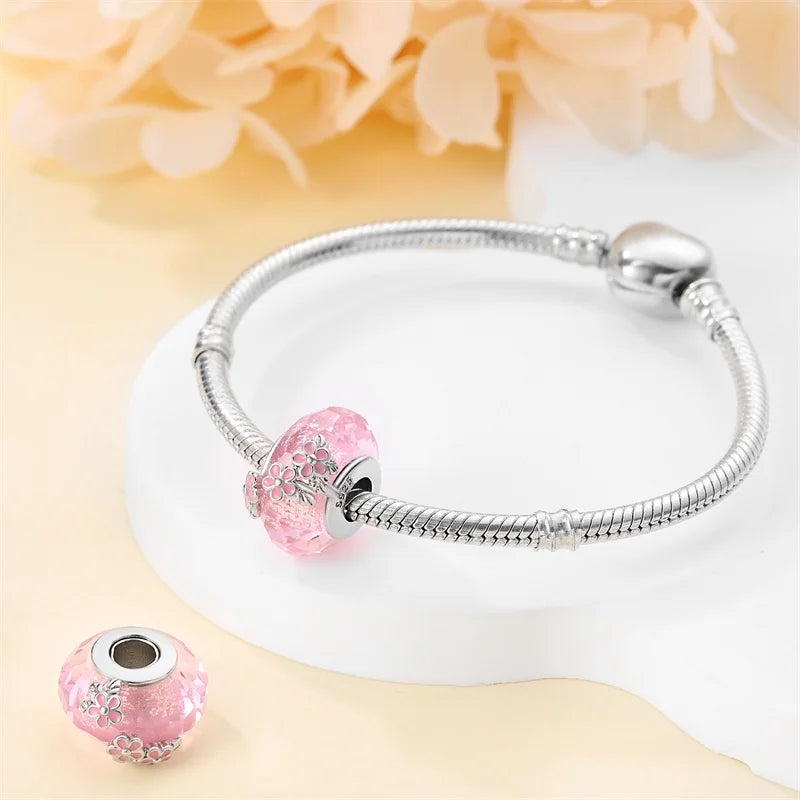 925 Sterling Silver Round Colored Zircon Spacer Beads – Fits Pandora Original Bracelets DIY Exquisite Party Jewelry