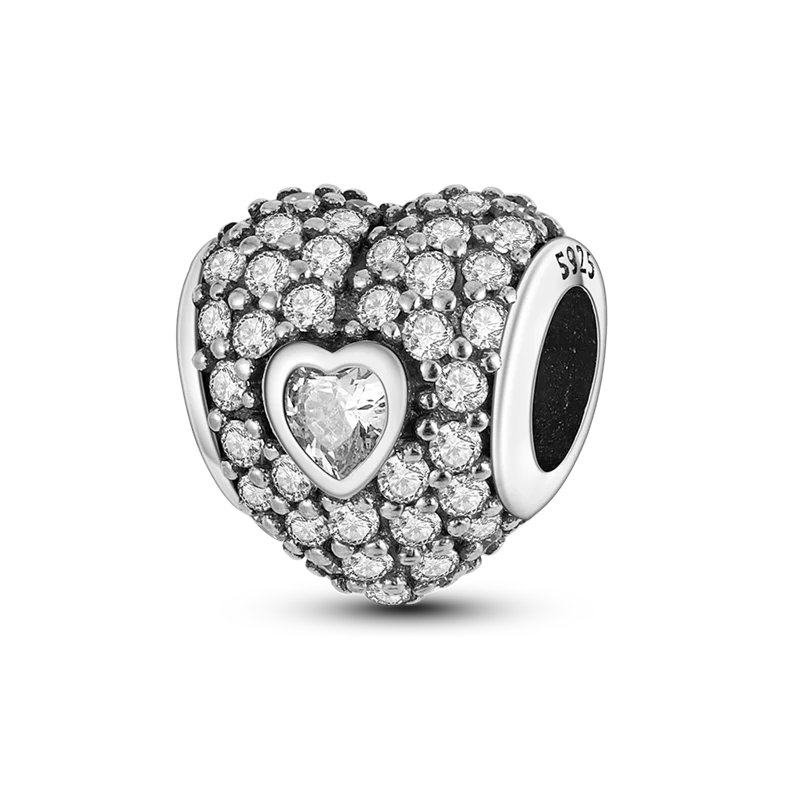 925 Sterling Silver Colorful Charms – Rose, Crown, Rainbow & Heart Dangle Beads Fit Pandora Bracelet & Necklace