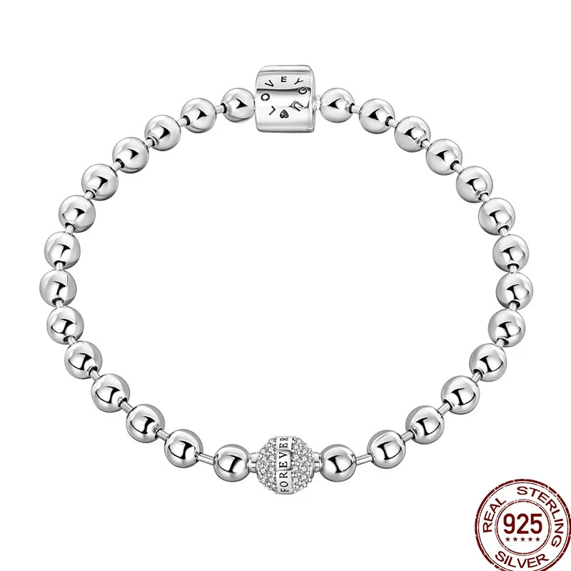 925 Sterling Silver Heart Moon Sun Clasp Charm Bracelet | 17–20CM Original Bracelet for Women | Fits Pandora DIY Beads Jewelry
