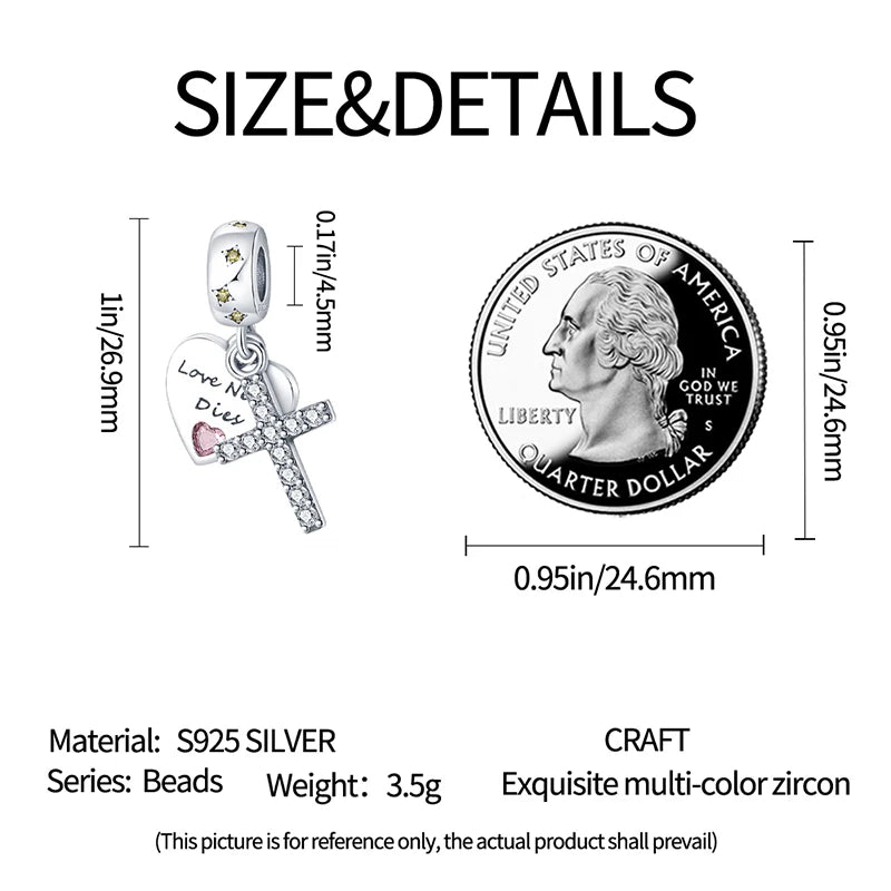 925 Sterling Silver Jesus Religious Symbol Charm Bead | Faith Pendant for Original Bracelet DIY Jewelry Gift