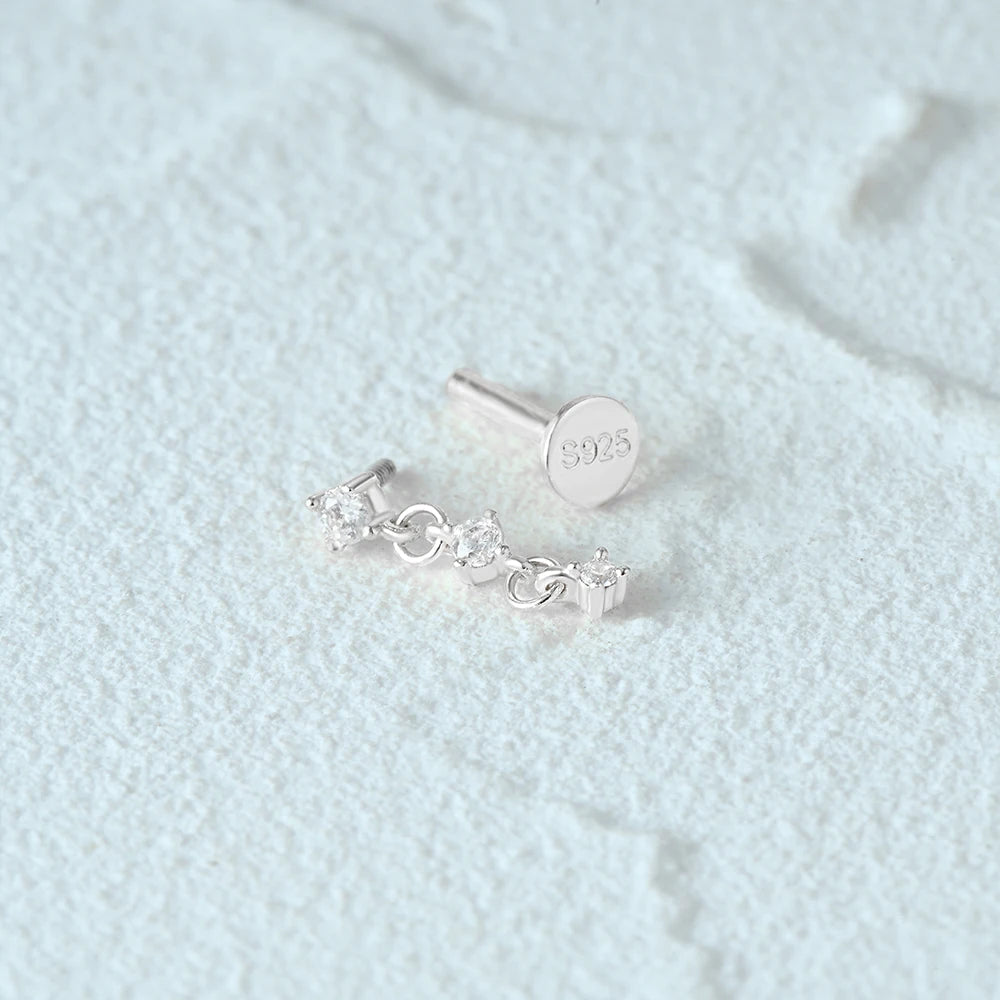 Aide 925 Sterling Silver Geometric Multi Piercing Stud Earrings for Women – K Gold Tassel Elegant Jewelry Gift