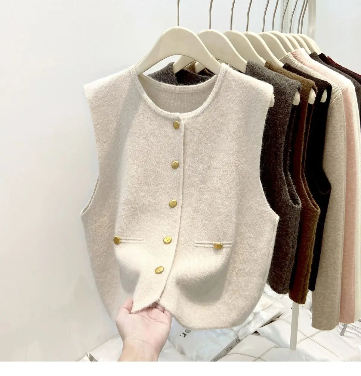Women’s Knit Vest Cardigan Sweater | Sleeveless Button-Up Round Neck Casual Fashion Top