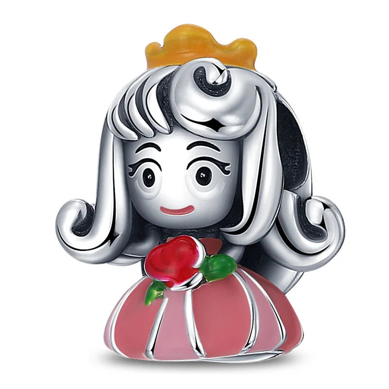 925 Sterling Silver Disney Princess Series Charms | Fit Original 3mm Bracelet Necklace Women DIY Jewelry Gifts