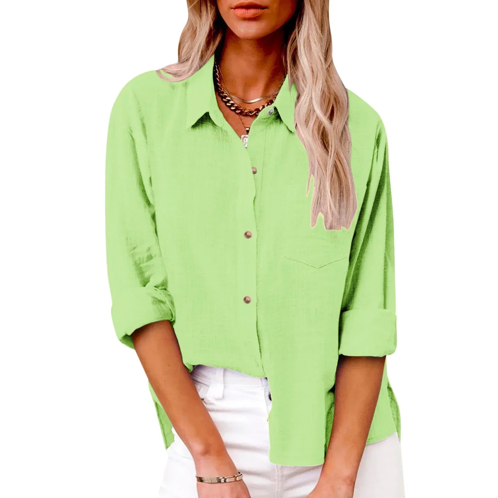 Cotton Linen Long Sleeve Women’s Shirt – Solid Elegant Casual T-Shirt 👚🌿