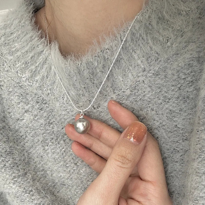 Trendy 925 Sterling Silver Pearl Pendant Necklace – Simple Elegant Jewelry for Women