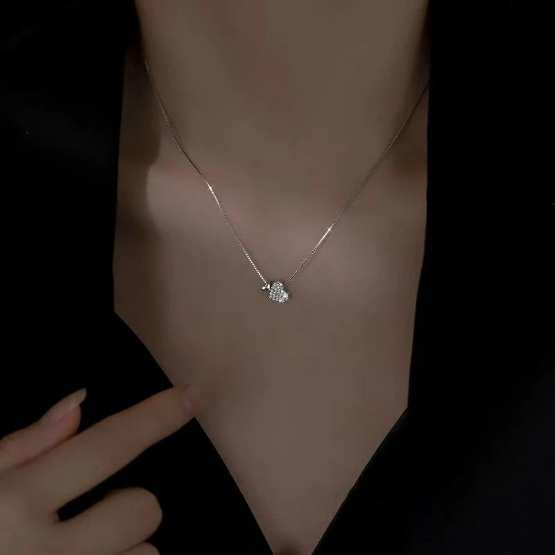 Jkeli 925 Sterling Silver Romantic Love Heart Pendant Necklace | Box Chain Women’s Fashion Wedding Jewelry