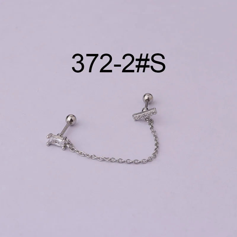 Women’s Punk Rock Helix Ear Cuff with Long Chain | Surgical Steel Fake Cartilage Hoop Earrings Set