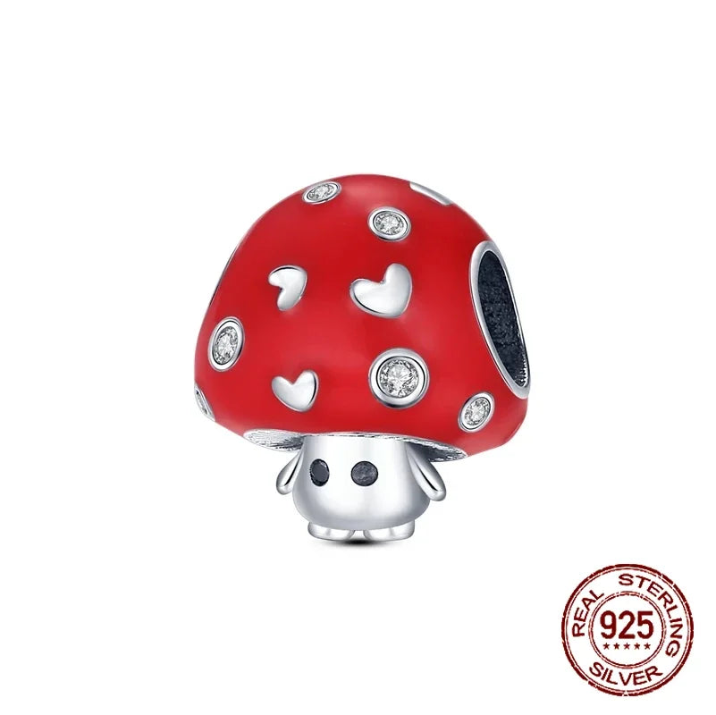 925 Sterling Silver Red Series Charms | Heart, Car & Strawberry Dangle Beads for Original Bracelet DIY Jewelry