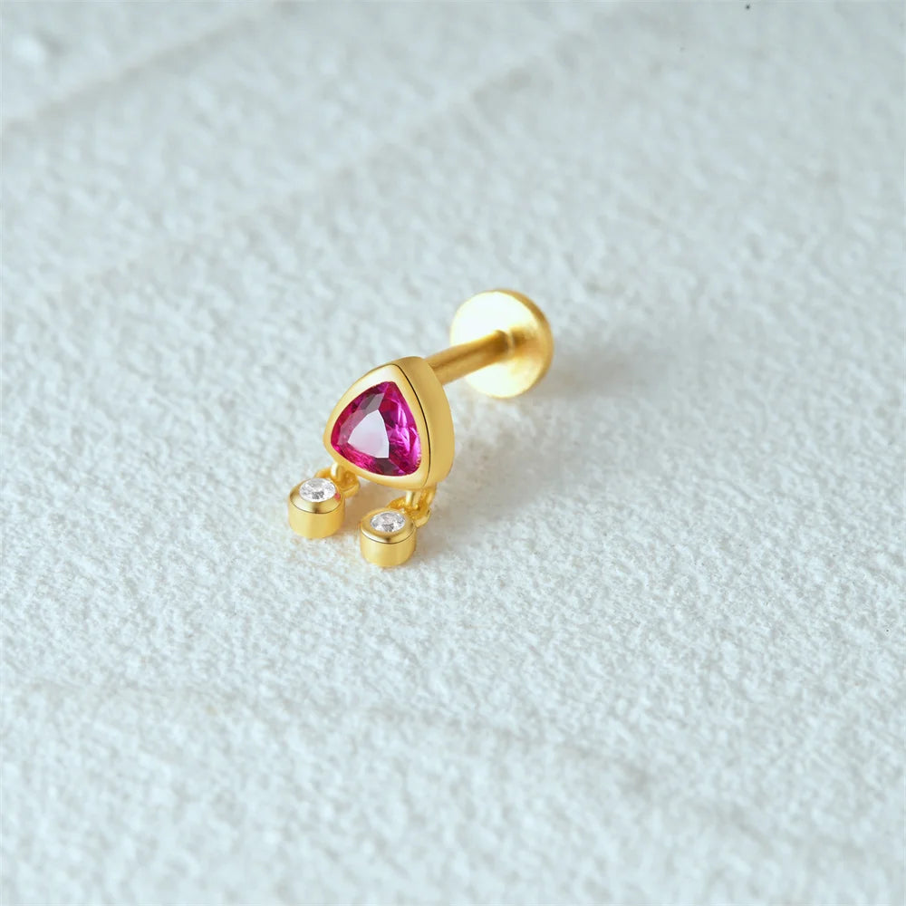 Aide 925 Sterling Silver Geometric Multi Piercing Stud Earrings for Women – K Gold Tassel Elegant Jewelry Gift