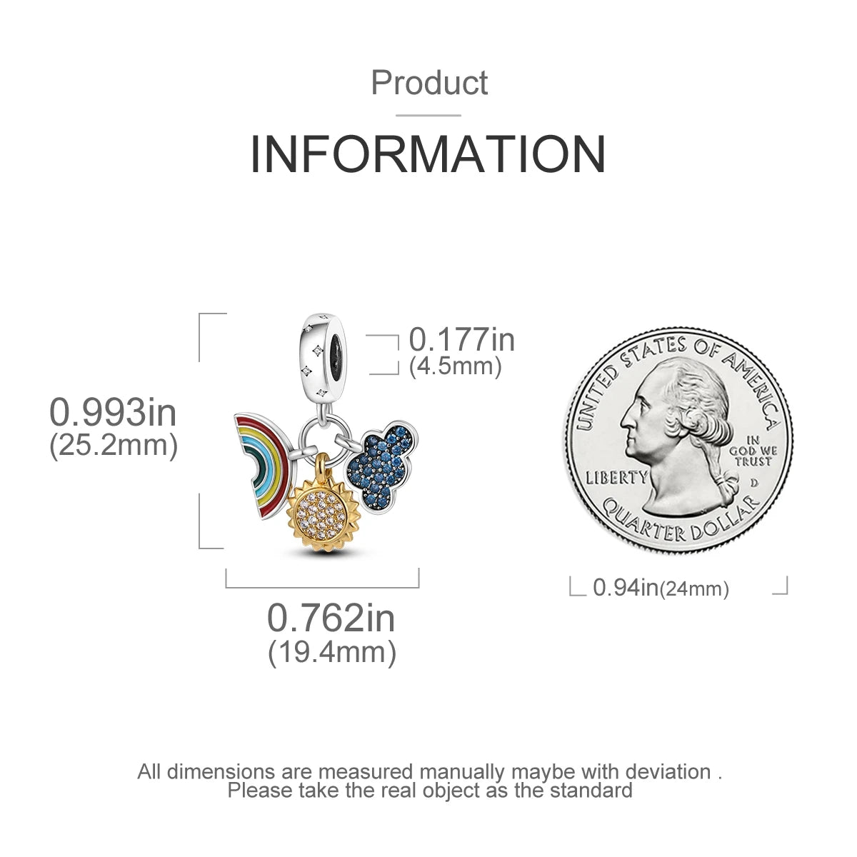 Silver Plated Colorful Glowing Moon & Stars Rainbow Dangle Charms | Fit Original Bracelet & Necklace | Women’s Jewelry Beads