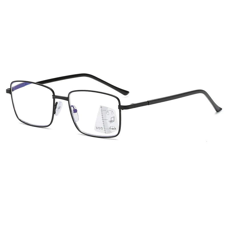 Ultralight Progressive Multifocal Glasses – Square Frame Non-Slip Presbyopic Reading Glasses for Men & Women +4.0
