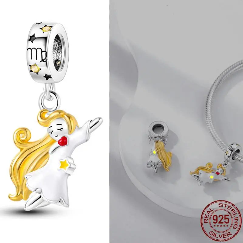 Original 925 Sterling Silver 12 Constellation Luminous Charm | Fits Pandora 3mm Bracelet DIY Jewelry Gift for Women