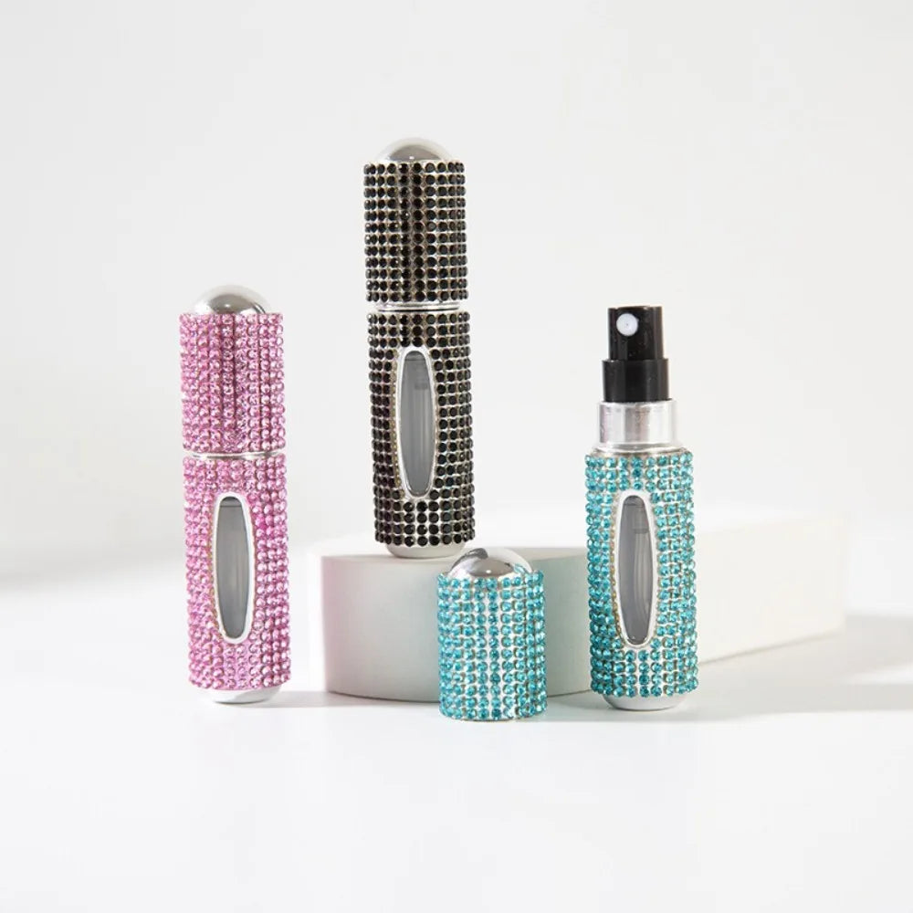 5ML Mini Perfume Bottle – Diamond-Encrusted Crystal Bling Glitter | Travel Empty Pump Container