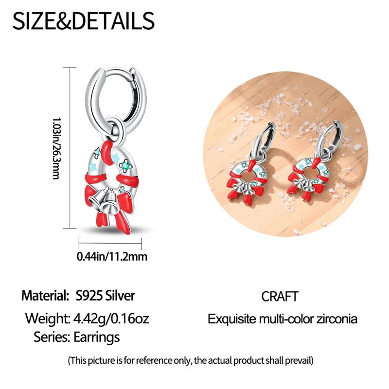 S925 Silver 🎄 Christmas Bell & Flower Earrings 💎 Holiday Gift for Women