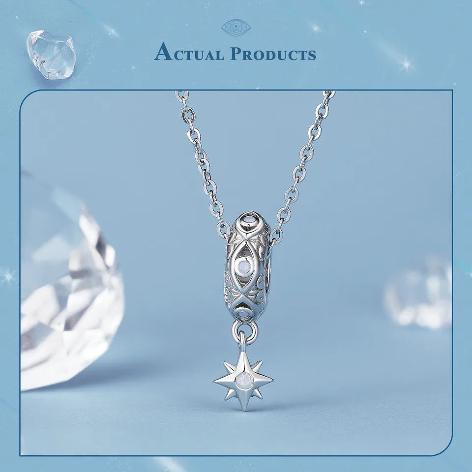 BAMOER 925 Sterling Silver Star of David Pendant | Polished Hexagram CZ Bead | Fits Original Bracelet DIY Jewelry Accessories