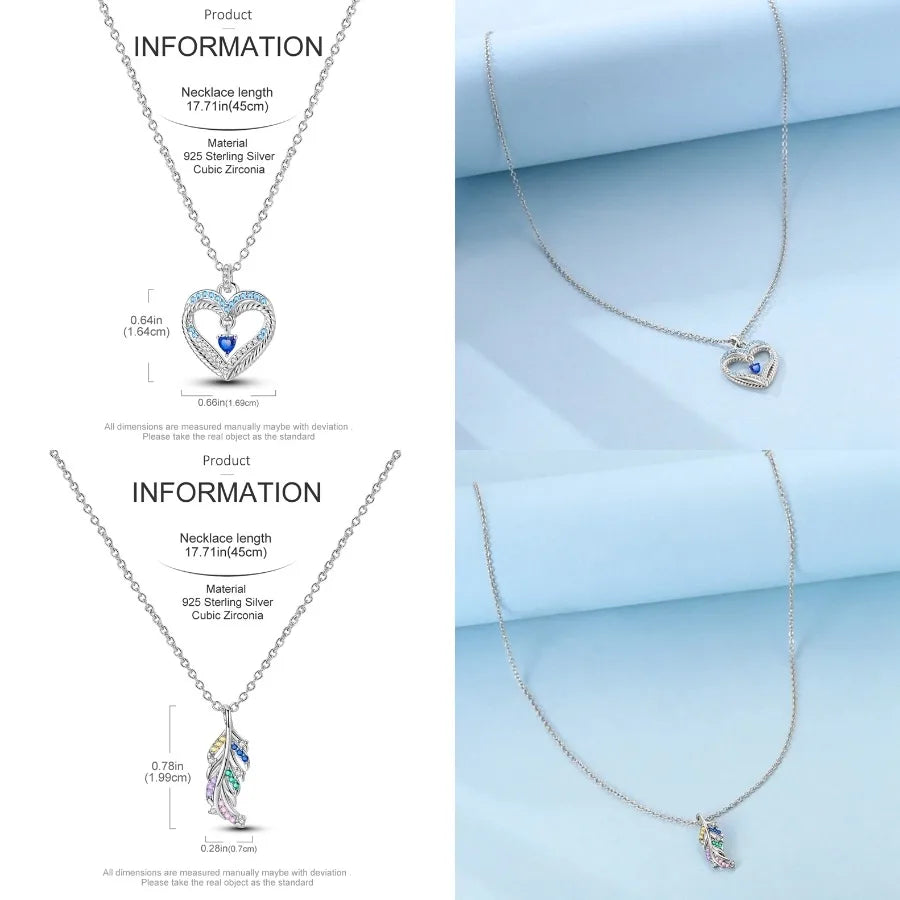 Heart to Heart Necklace 925 Sterling Silver Love Pendant Chain for Women – Wedding & Engagement Fine Jewelry