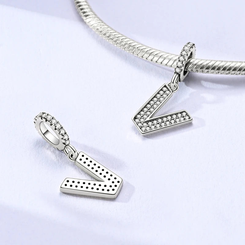 New 26 A–Z Letter Charms Beads 925 Sterling Silver | Alphabet Pendant Fit Original Bracelet Women Jewelry Gift